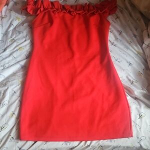 Forever 21 Orange Sheath Mini Dress Off-Shoulder